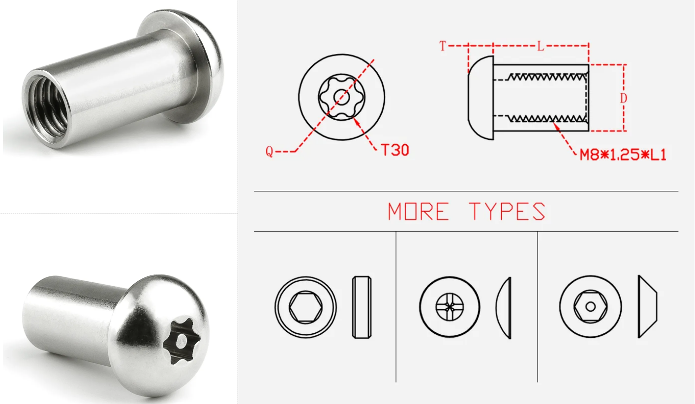 Round head barrel nut Shenzhen Jingbang Hardware Electronic Co., Ltd.