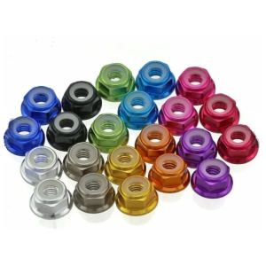 M4 M5 aluminum alloy multi-color nylon flange locknut