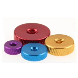 Round knurled thin color nut step aluminum anodized profile fitting